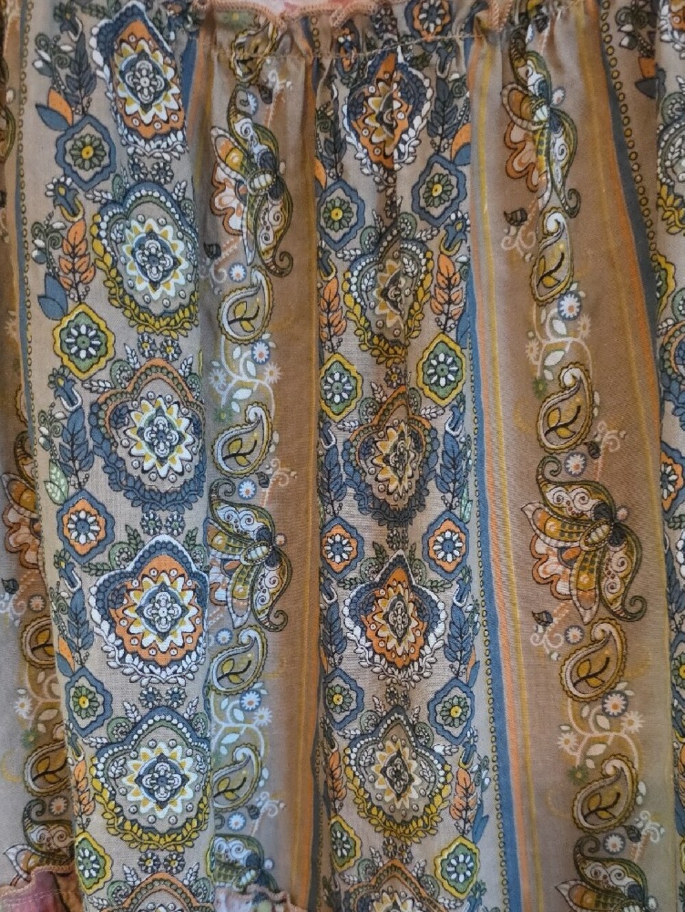 NWT Davi & Dani 1XL Boho Floral Tiered Maxi Dress in Blush and Tan - Picture 5 of 11
